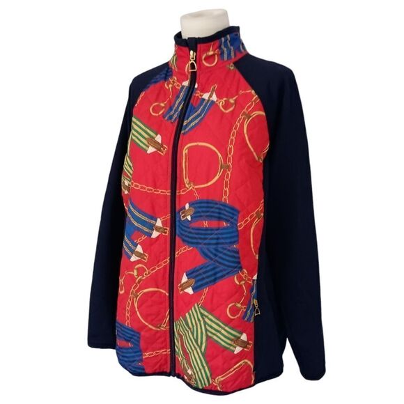Ralph Lauren LRL Quilted Jacket Plus Sz 1X Horse Bit Equestrian Zip Up Stretch - Picture 5 of 16